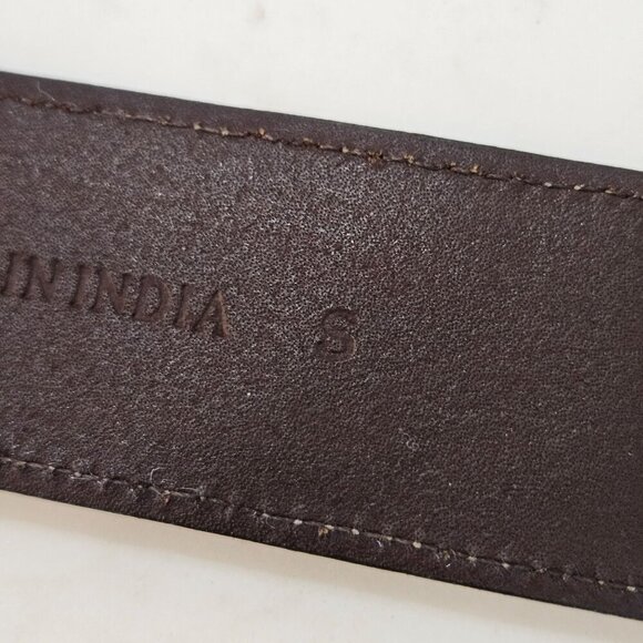 Chicos Small Genuine Leather Belt Aztec Medallion Buckle Brown Beaded - Picture 15 of 15